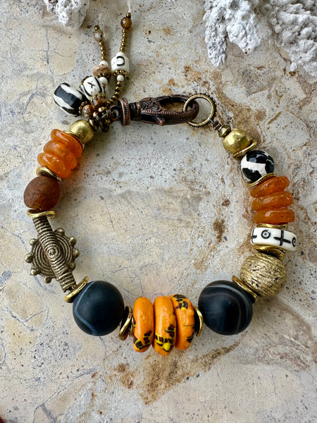 African Trade Bead Boho Bracelet