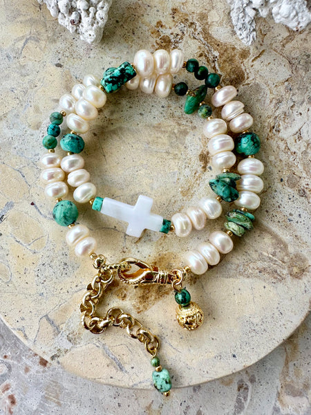 Pearl Turquoise Stone Bracelet