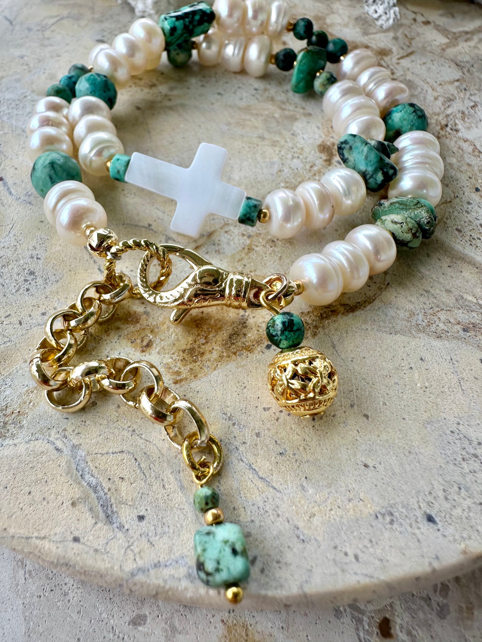 Pearl Turquoise Stone Bracelet