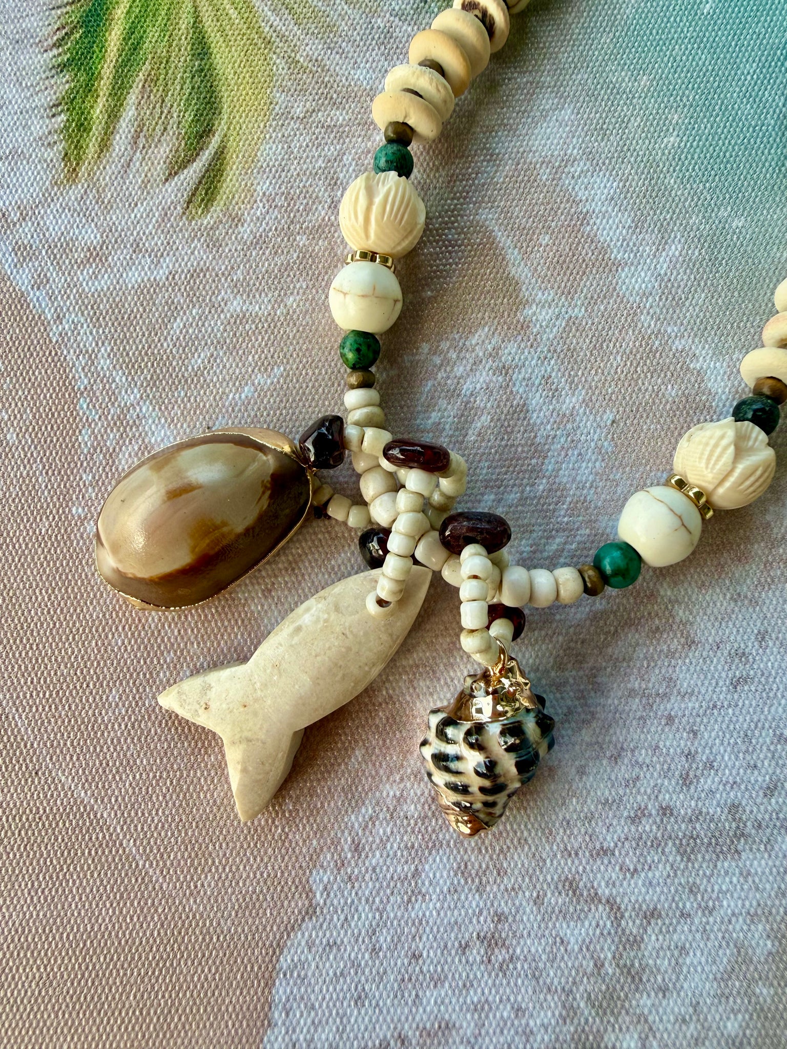 Turquoise Fish Shell Necklace