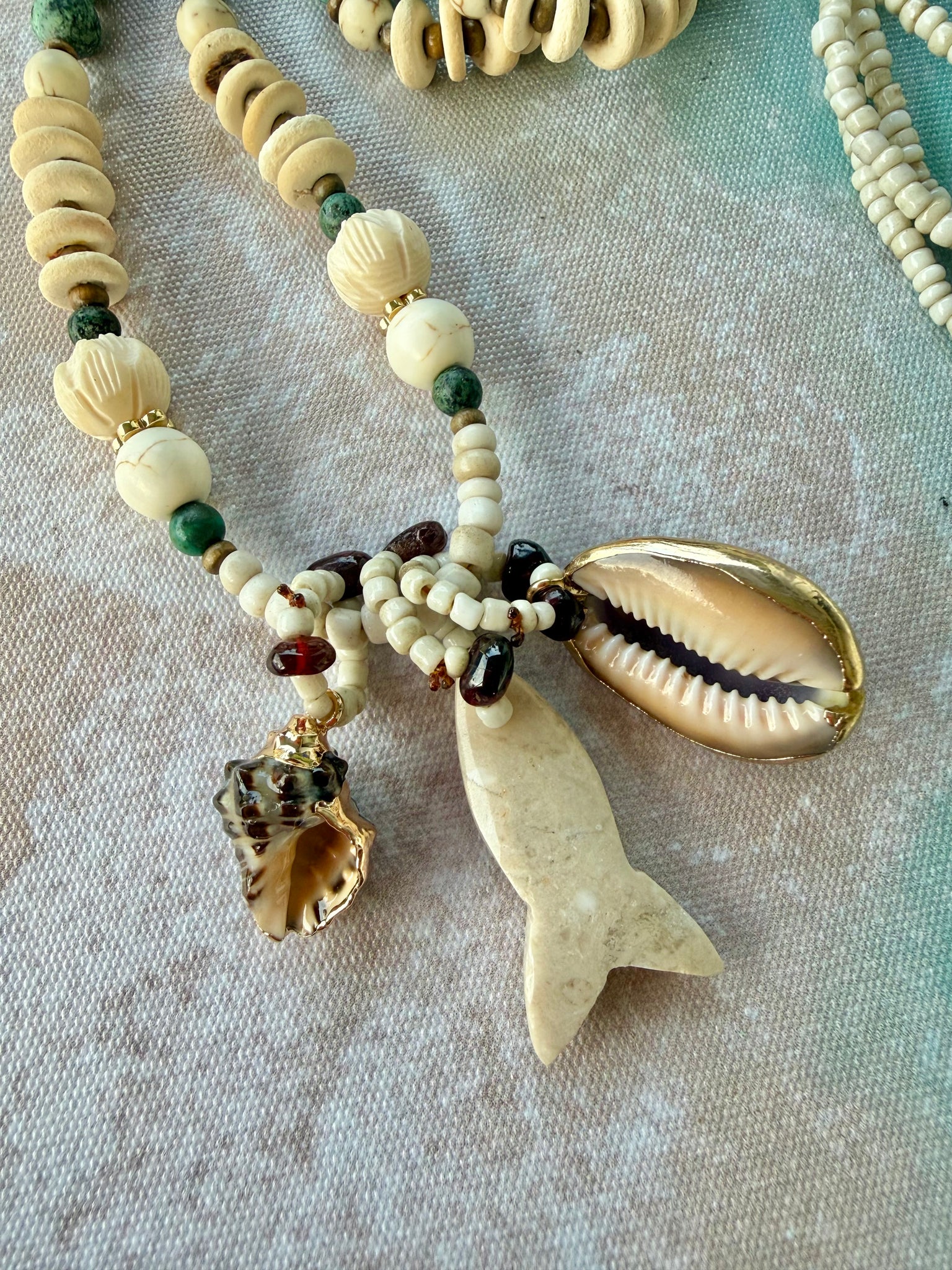 Turquoise Fish Shell Necklace