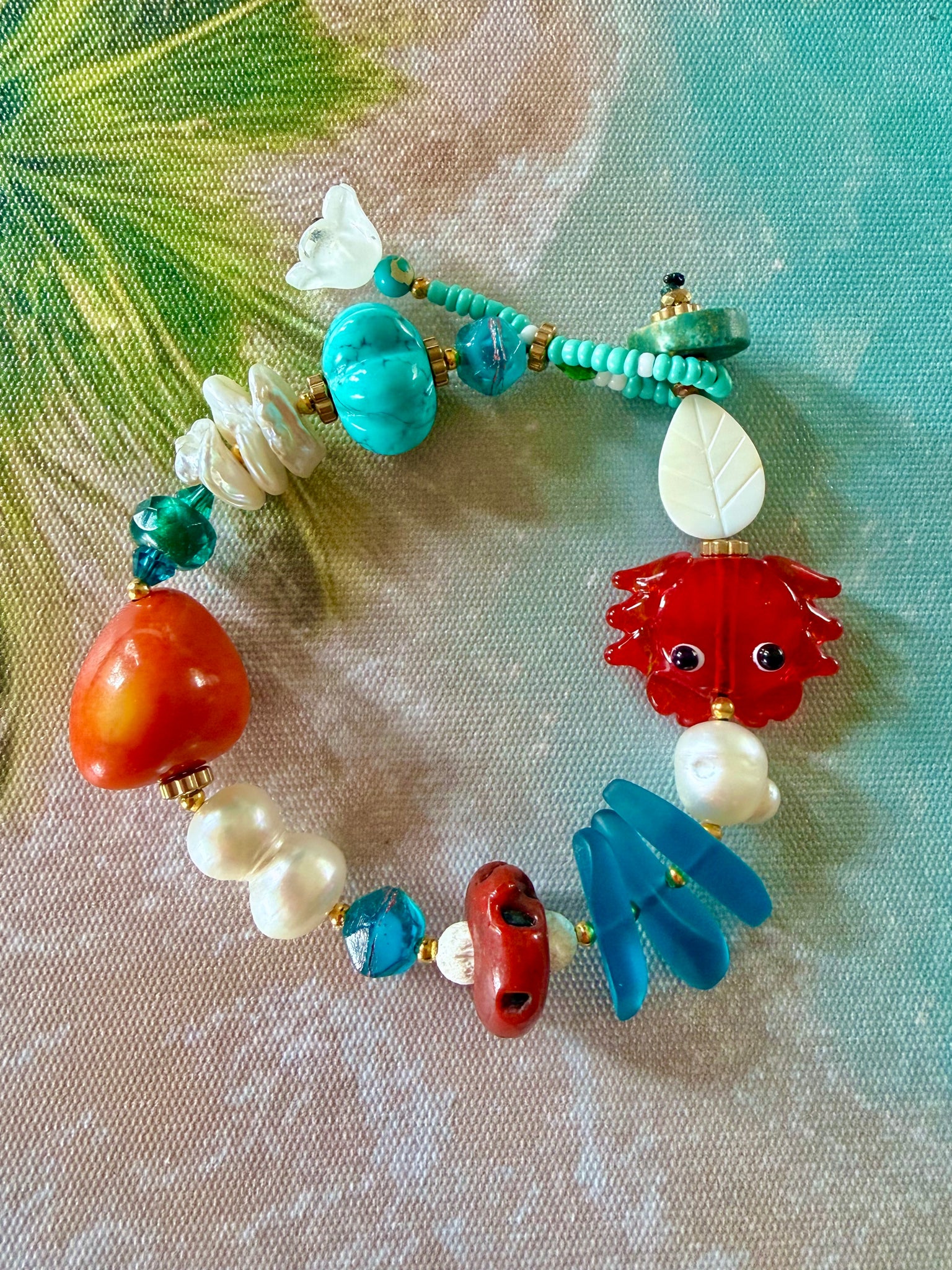 Tropical Reef Charm Coral Bracelet
