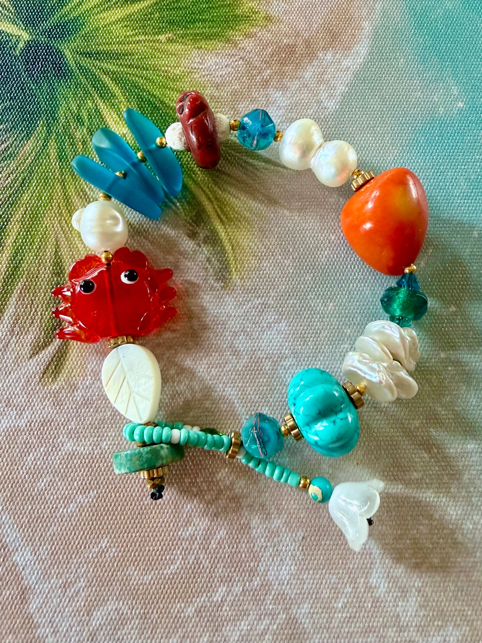 Tropical Reef Charm Coral Bracelet