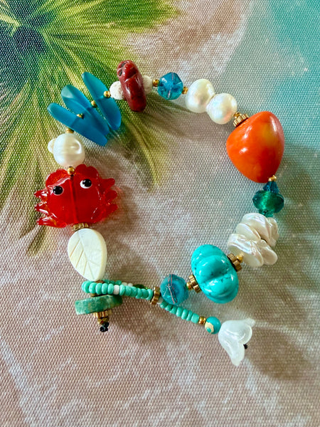 Tropical Reef Charm Coral Bracelet