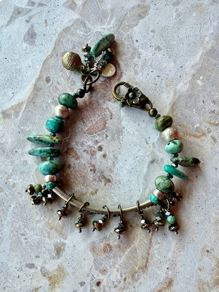 Indian Silver Turquoise Stone Bracelet