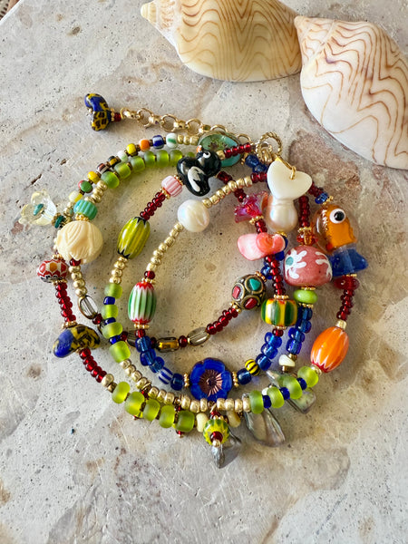 Boho Beaded Charm Wrap Bracelet