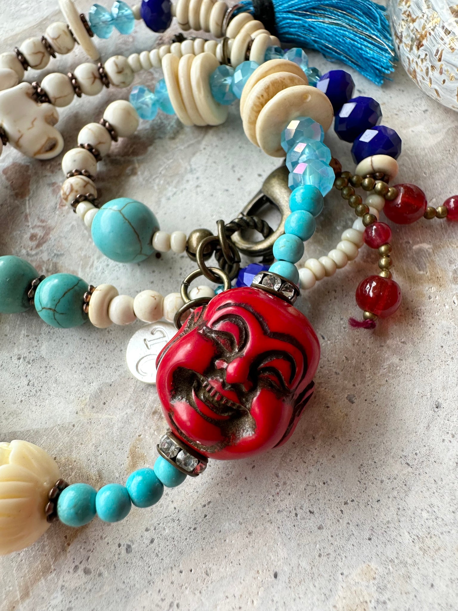 Boho Beaded Bracelet Chinese Happy Face