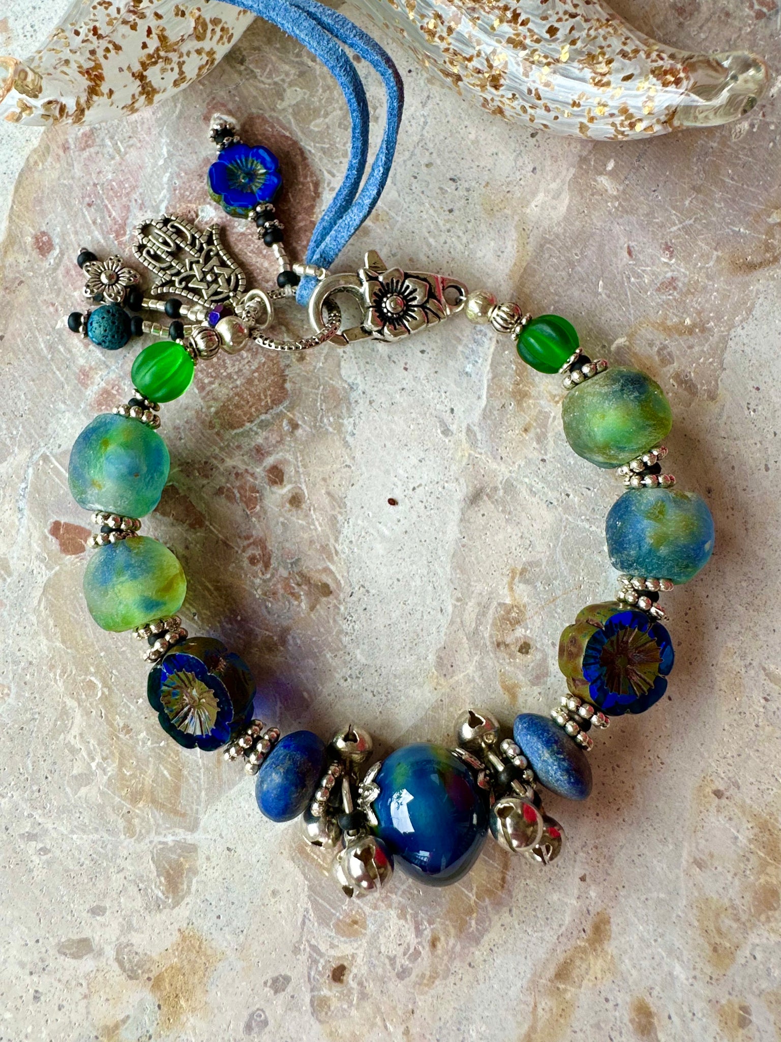 Glass Lapis Stone Bracelet