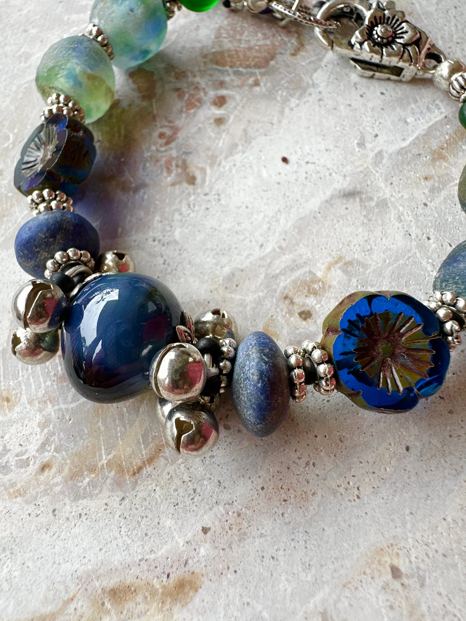 Glass Lapis Stone Bracelet