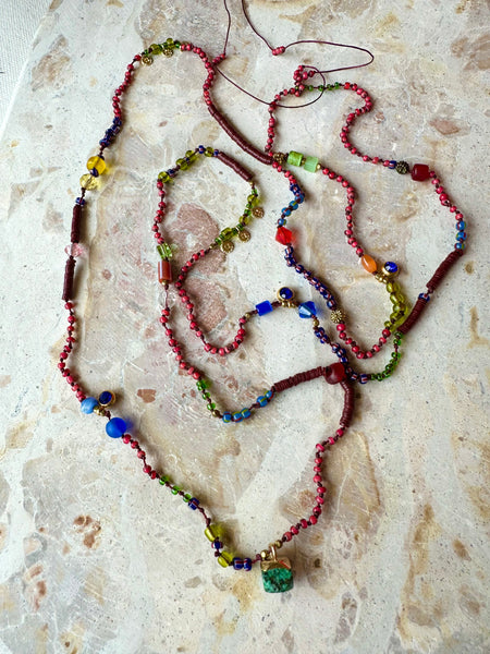 Seed Bead Knotted Vintage African Necklace