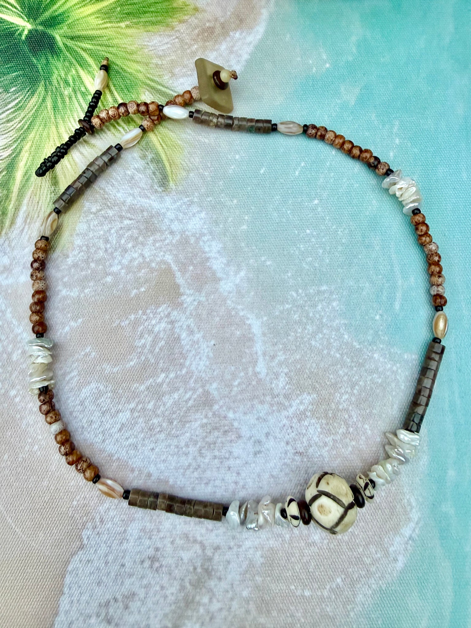 Tribal Shell & Pearl Coastal Beach Necklace