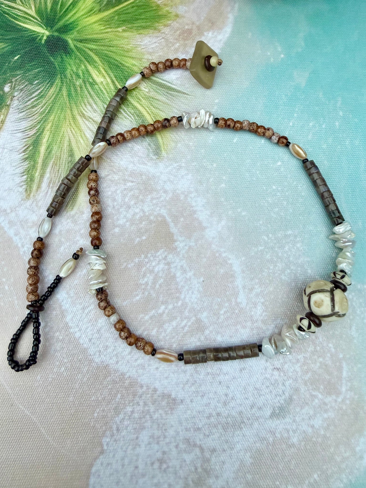 Tribal Shell & Pearl Coastal Beach Necklace