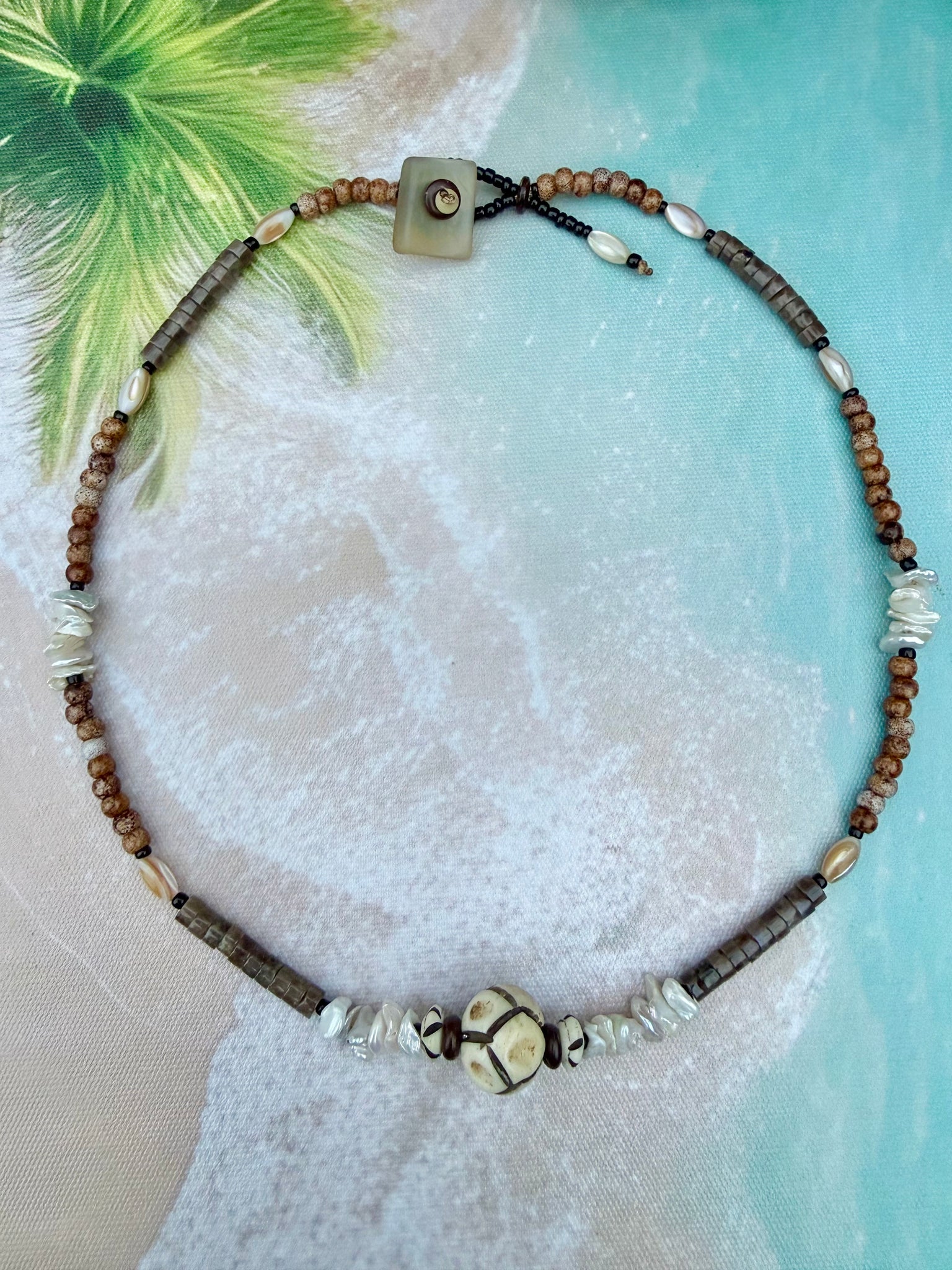 Tribal Shell & Pearl Coastal Beach Necklace