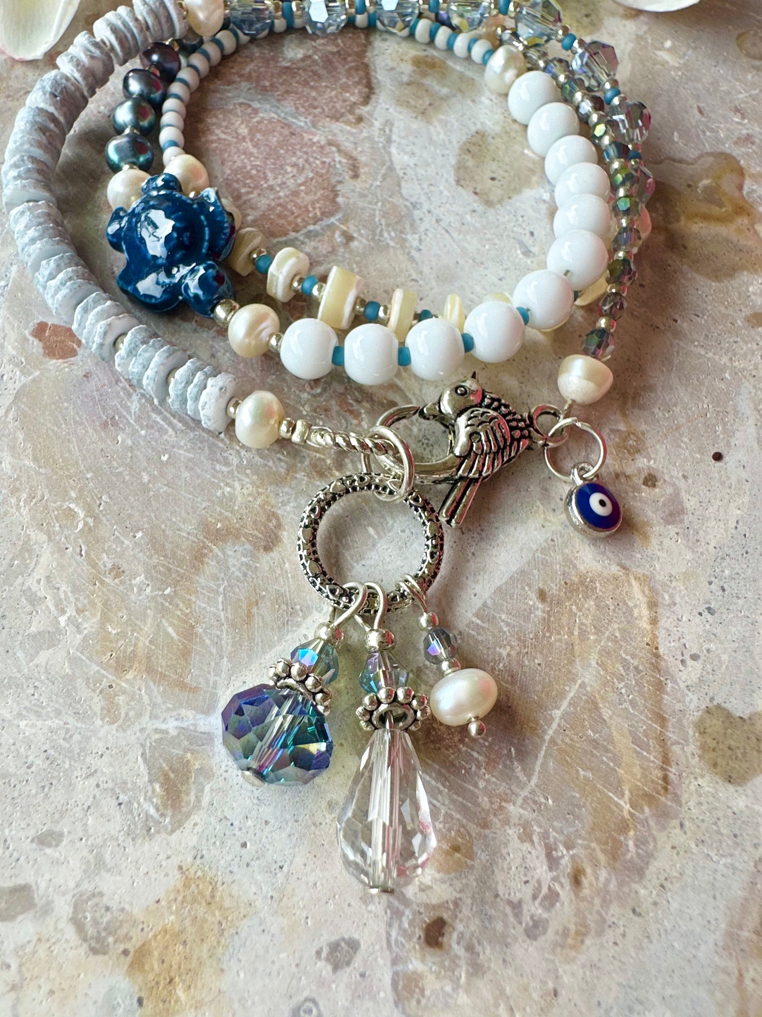 Blue Beaded Shell Islander Bracelet