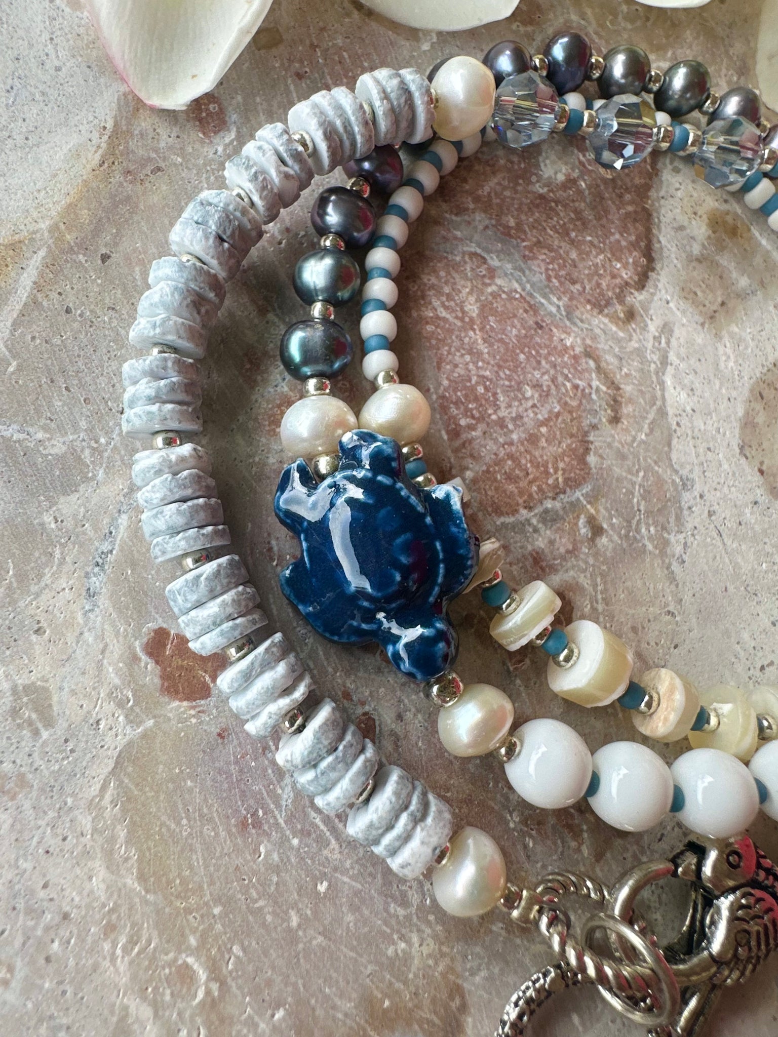 Blue Beaded Shell Islander Bracelet