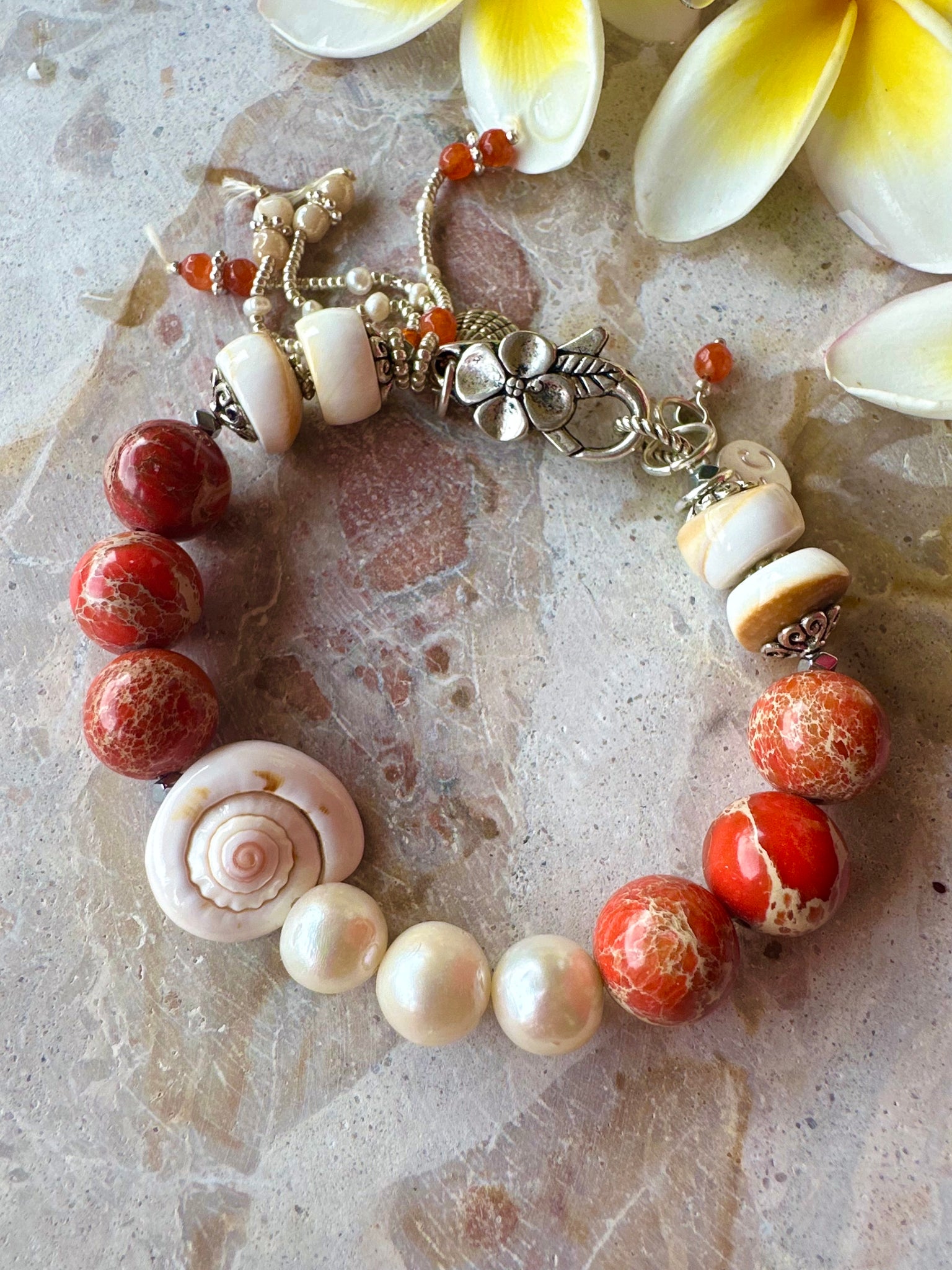 Sun Kissed Shell Pearl Bracelet