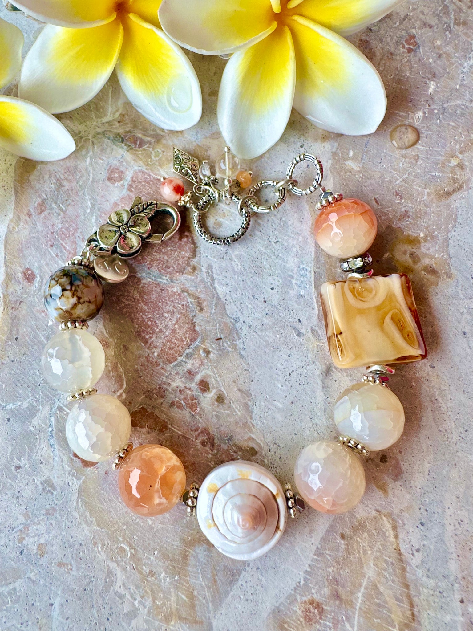 Orange Agate Shell Bracelet