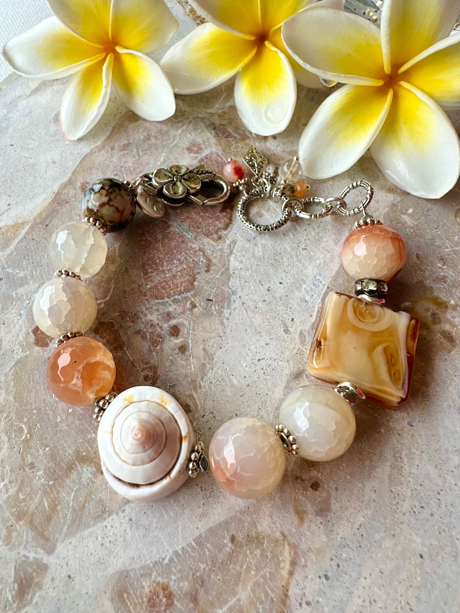 Orange Agate Shell Bracelet