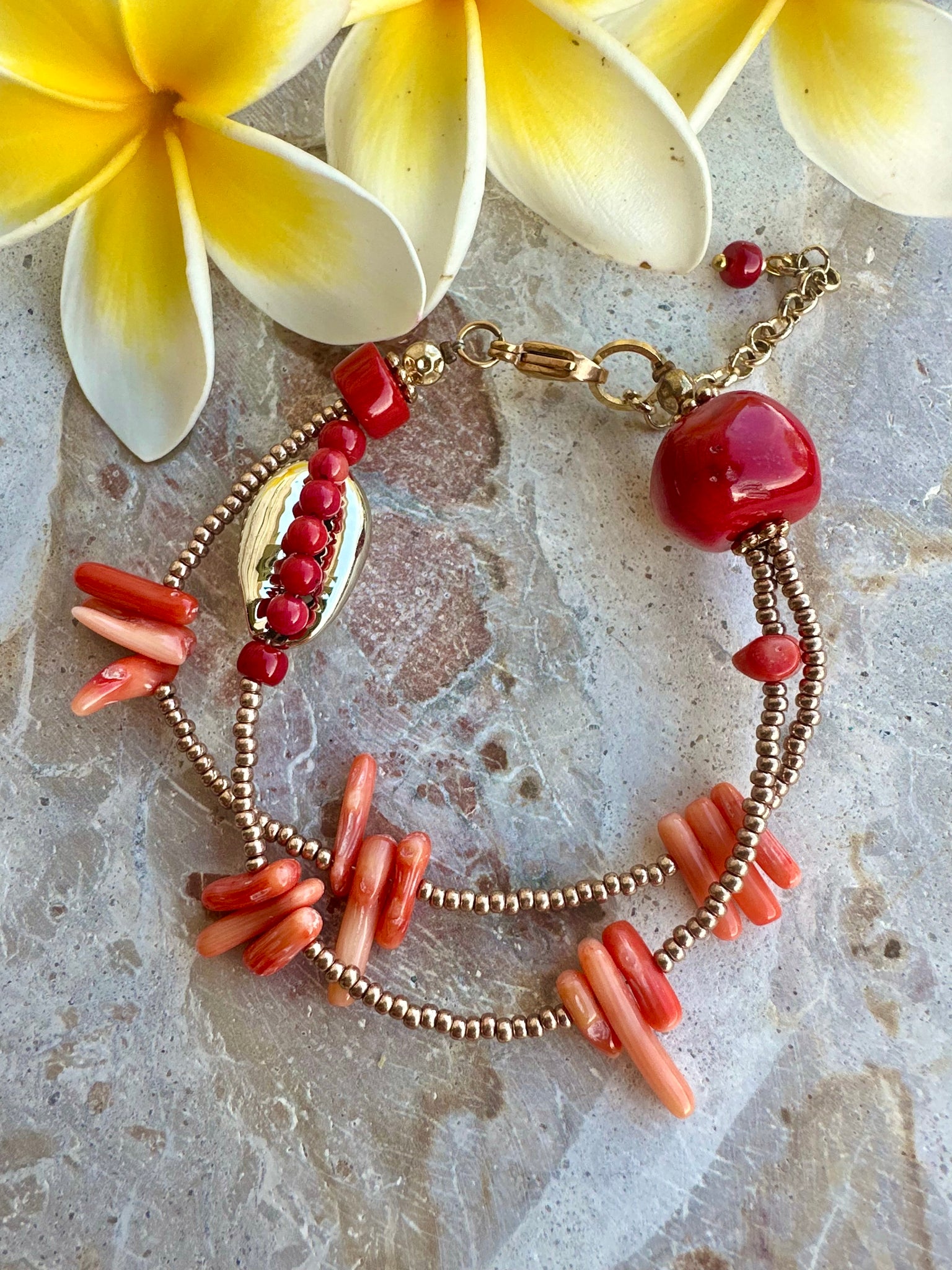 Cowrie Shell Red  Bracelet