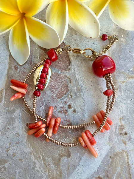 Cowrie Shell Red  Bracelet