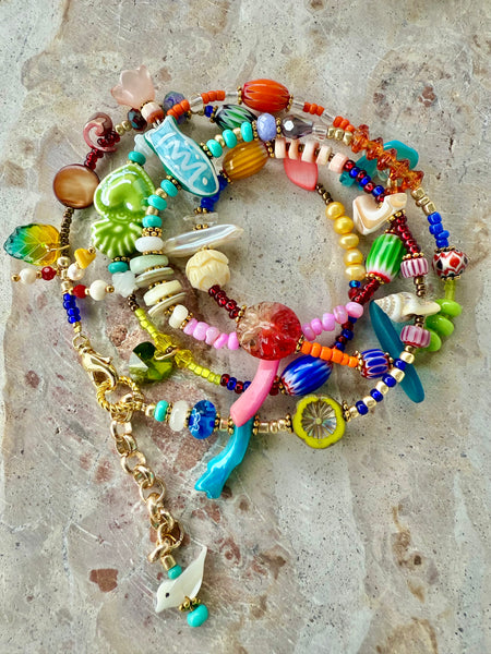 Boho Beaded Charm Wrap Bracelet