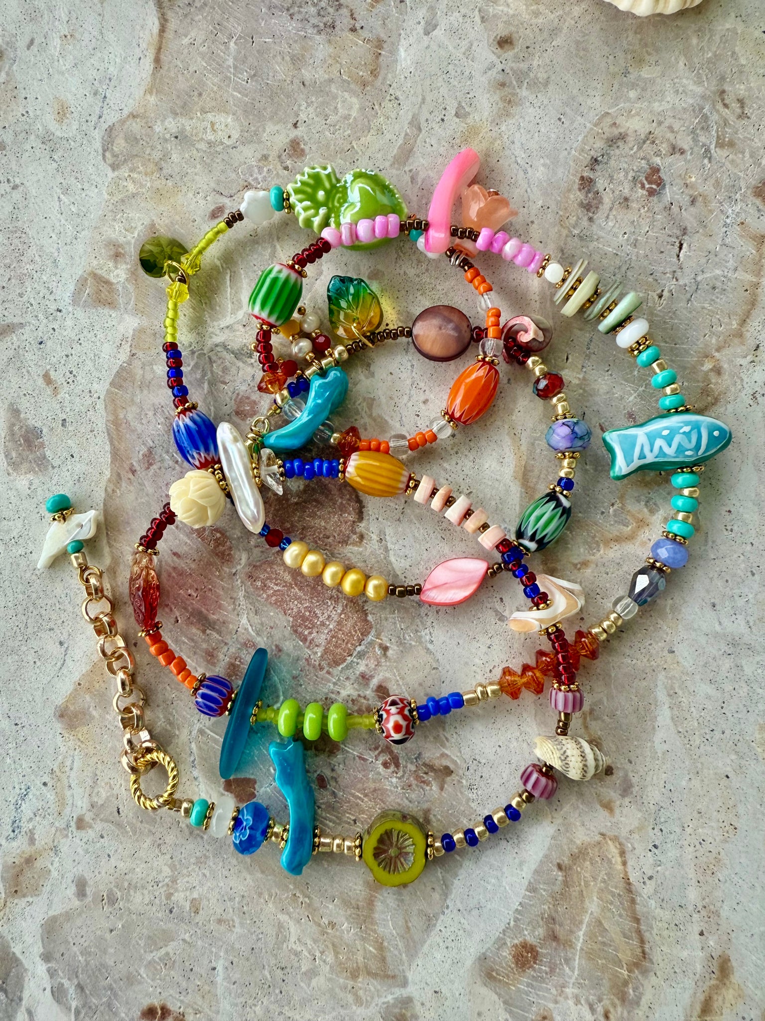 Boho Beaded Charm Wrap Bracelet