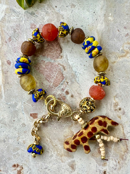 Leopard African Beaded Glass Bracelet