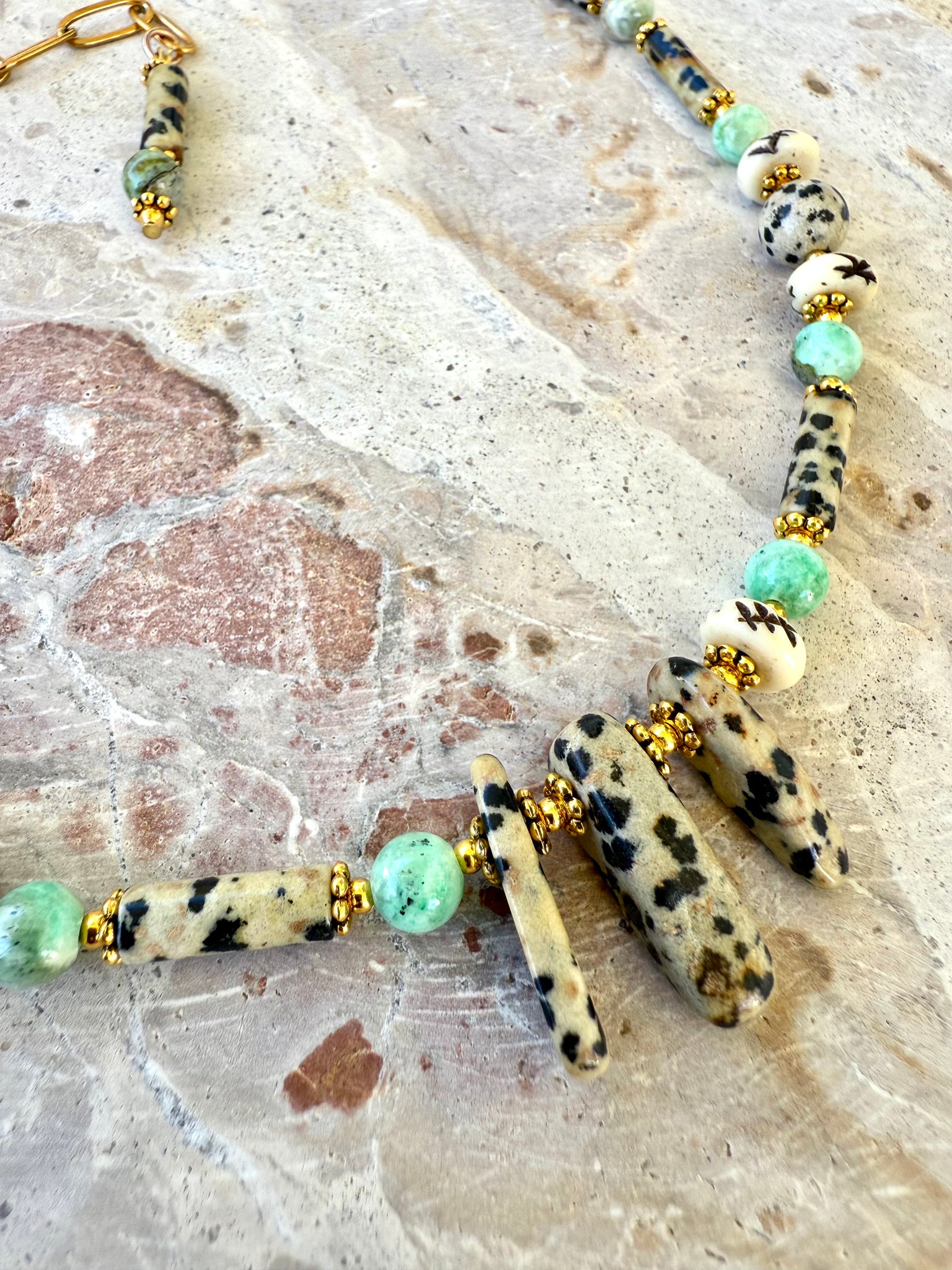 Boho Leopard Stone Beach Necklace