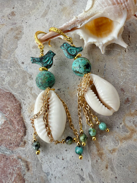 Cowrie Shell Charm Earrings