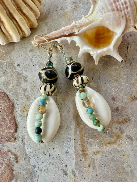 Tribal Cowrie Shell Earrings