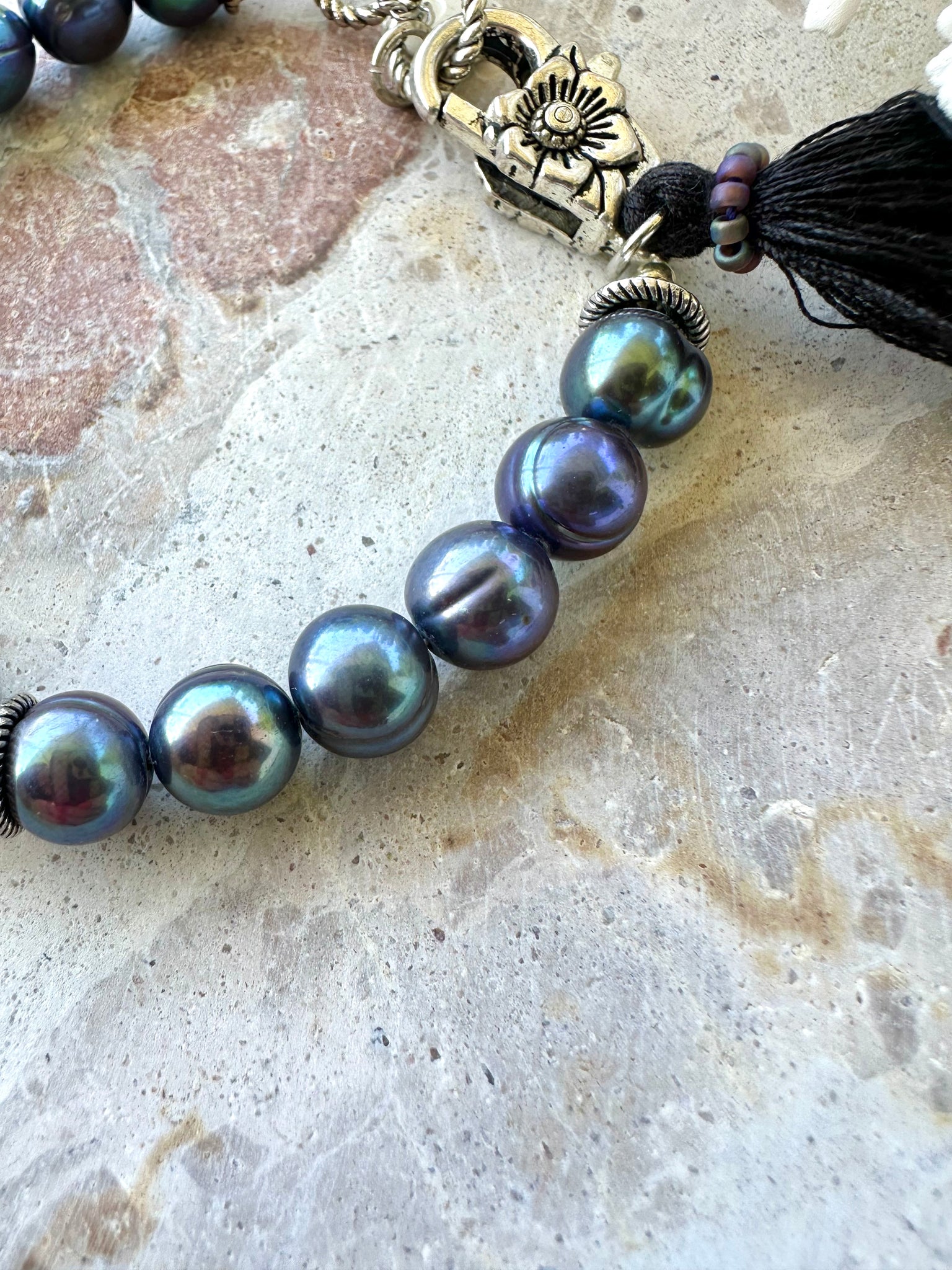 Silver Black Pearl Bracelet