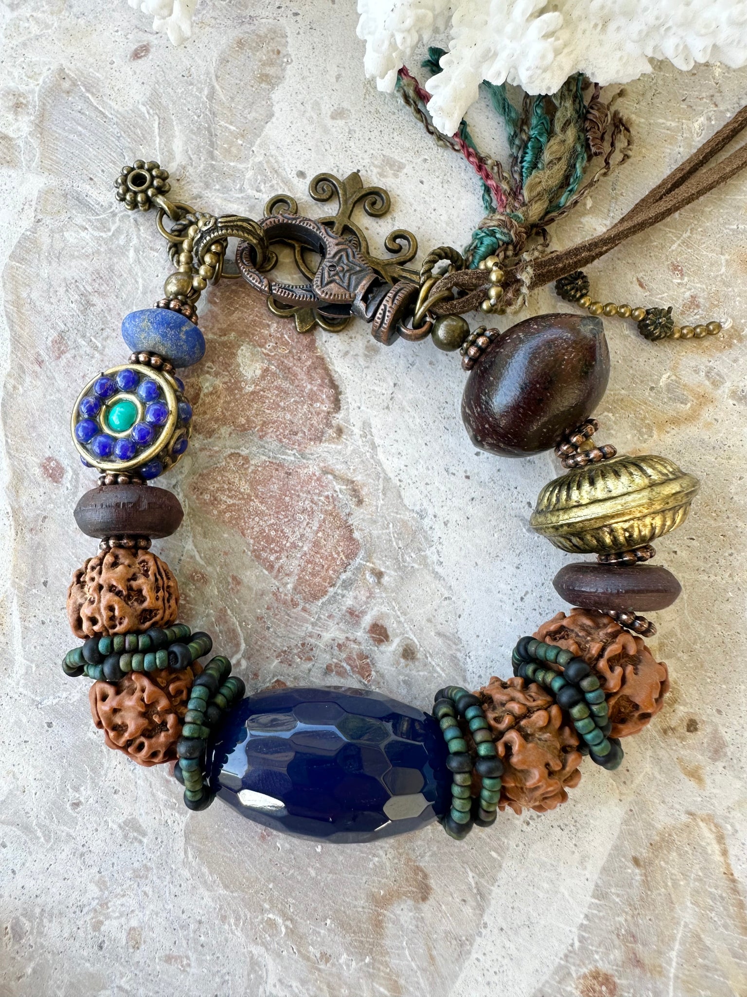 Rudraksha Lapis Stone Bracelet