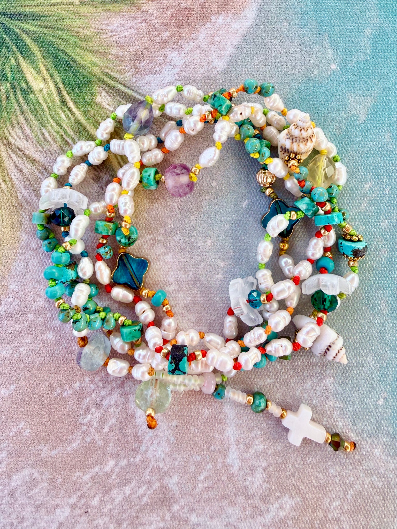 Coastal Island Pearl Wrap Bracelet