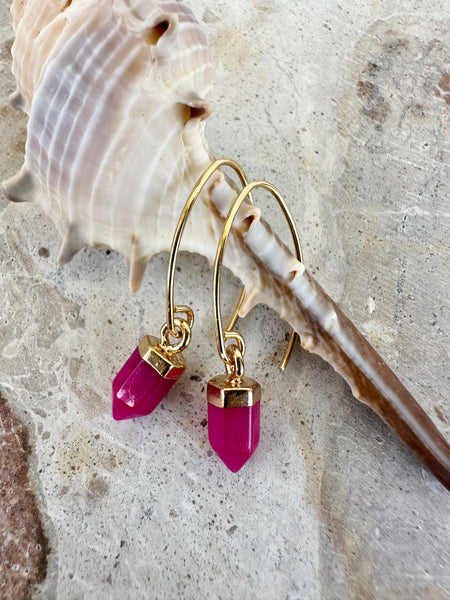 Rose Quartz Boho Gold Earrings