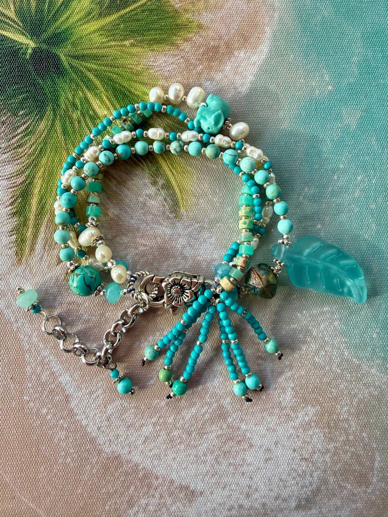 Aqua Reef Pearl Silver Bracelet
