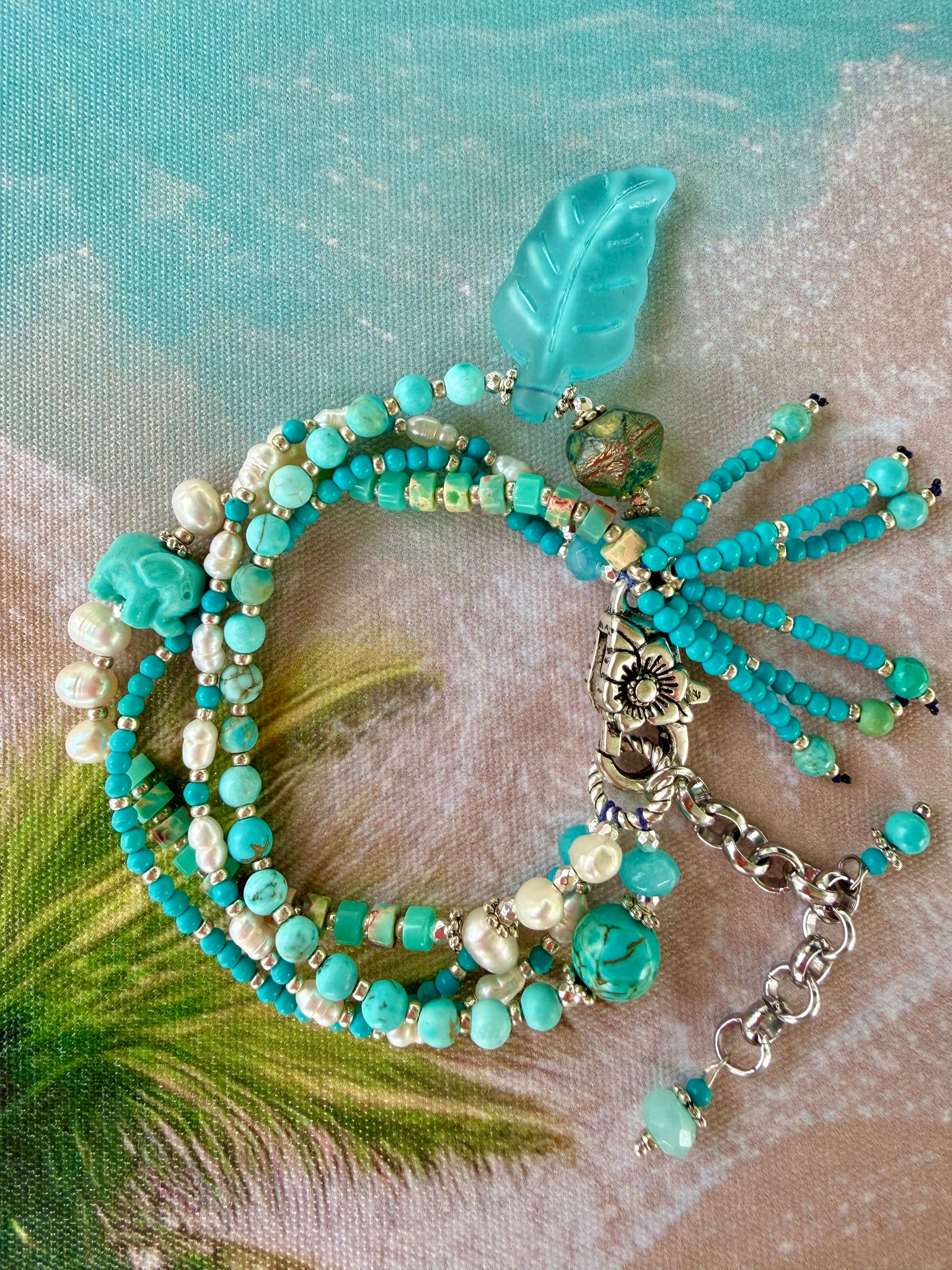 Aqua Reef Pearl Silver Bracelet