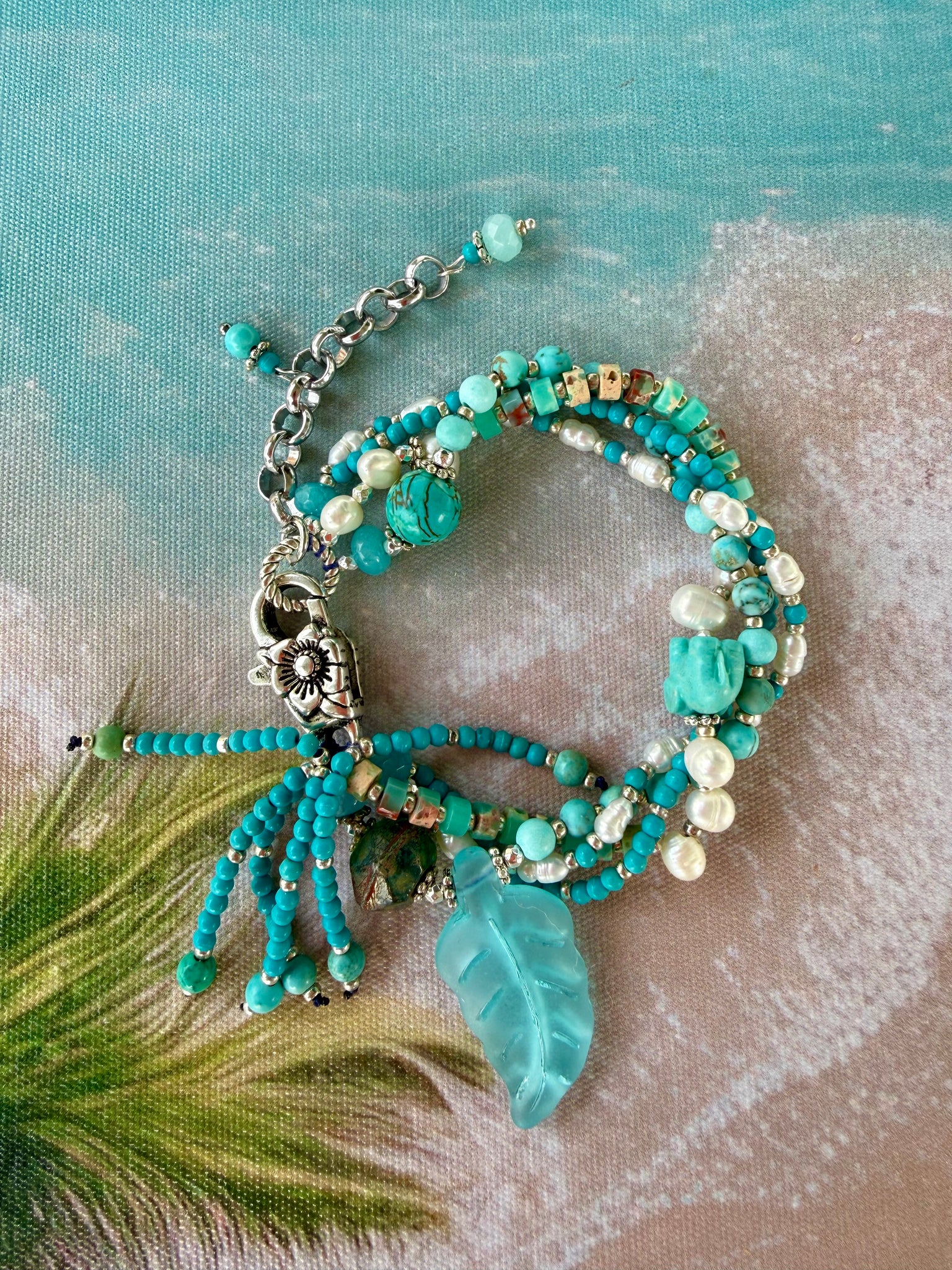 Aqua Reef Pearl Silver Bracelet