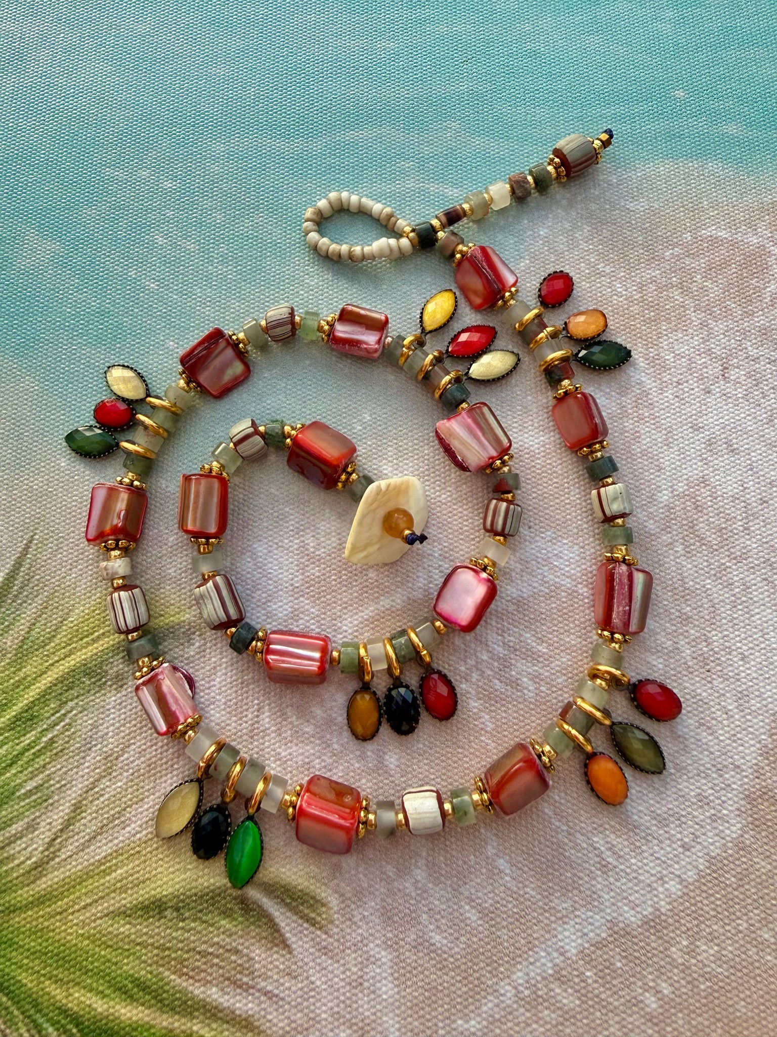 Shell Coastal Stone  Wrap Bracelet