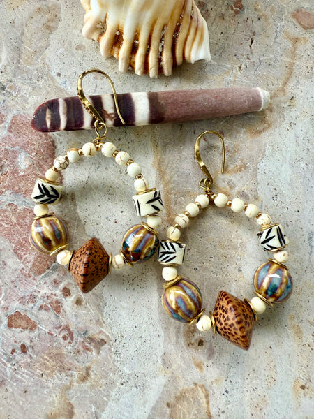 Zanzibar African Shell Boho Earrings
