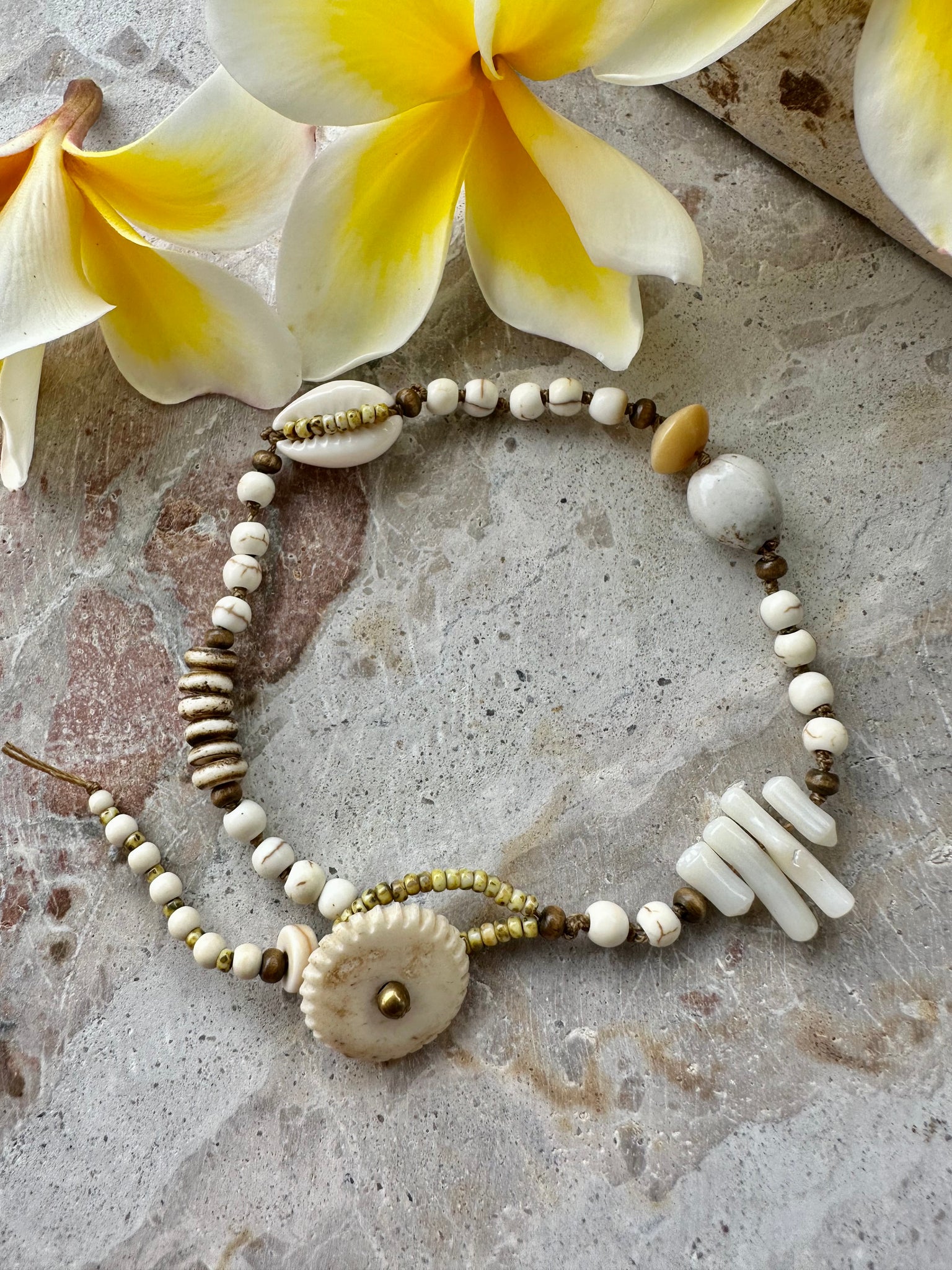 Cowrie Shell White Knotted Boho Bracelet