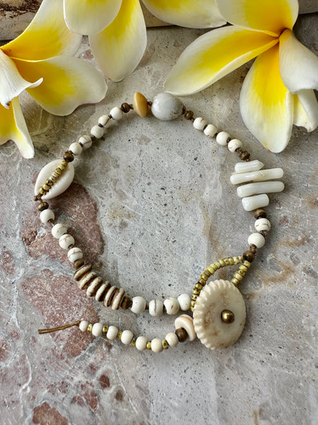 Cowrie Shell White Knotted Boho Bracelet