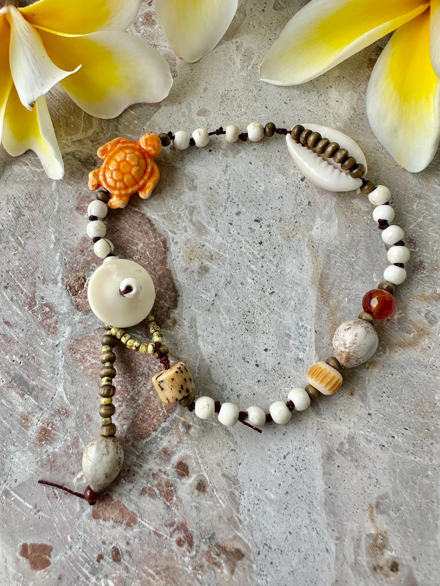 Cowrie Shell Knotted Turtle Bracelet