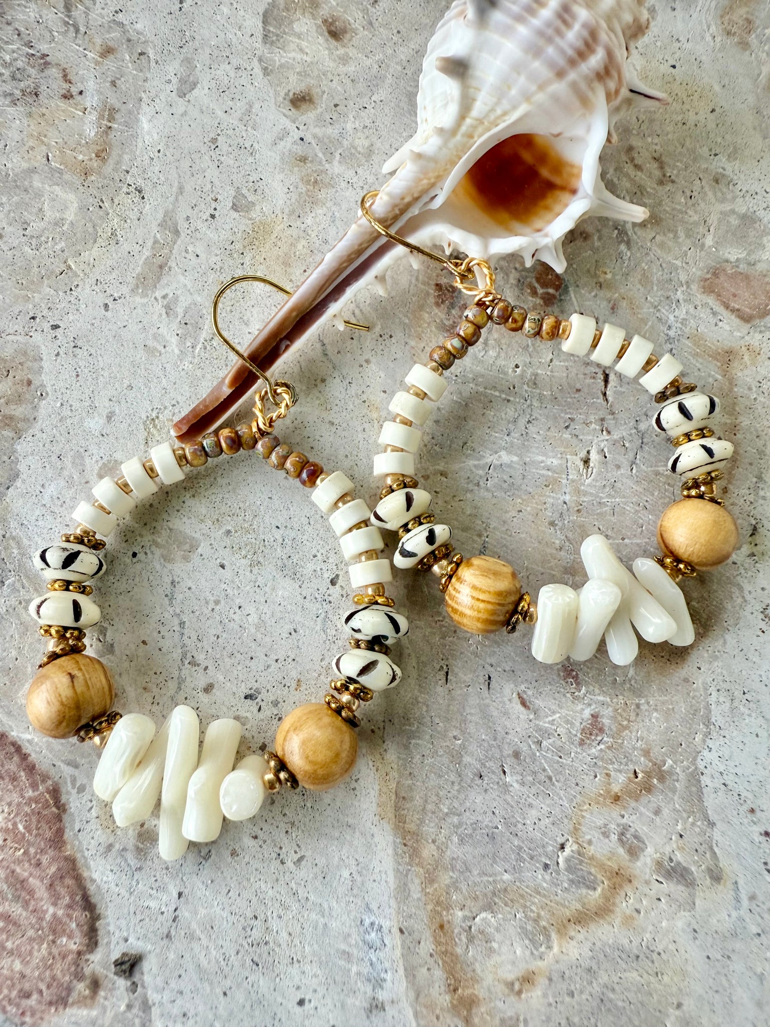 Boho Beach Coral Shell Earrings