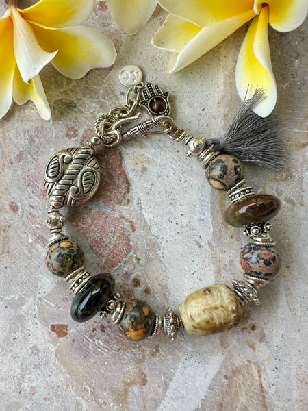 Indian Silver Stone Bracelet