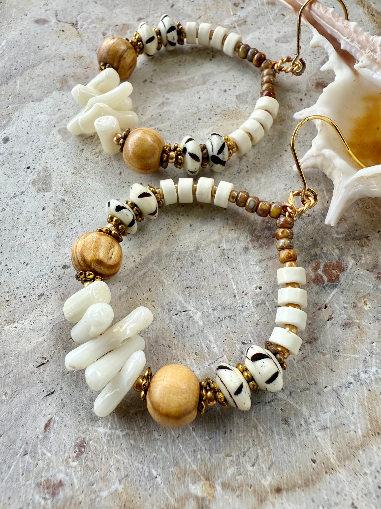 Boho Beach Coral Shell Earrings