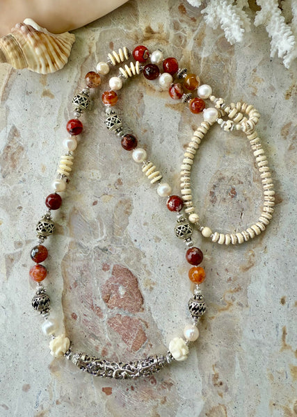 Bohemian Vintage Silver Stone Necklace