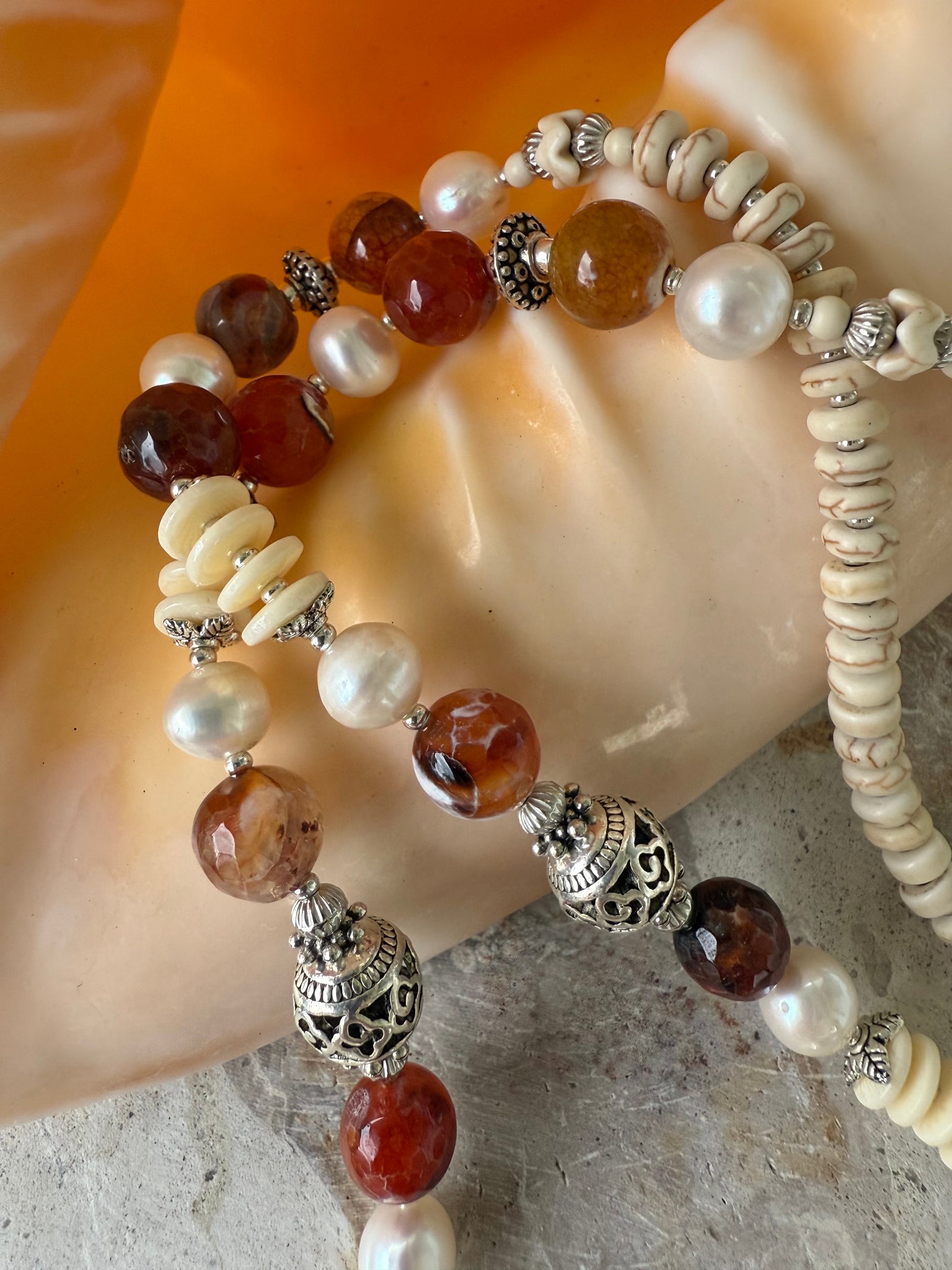 Bohemian Vintage Silver Stone Necklace