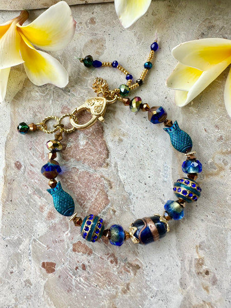 Vintage Blue Glass Bracelet