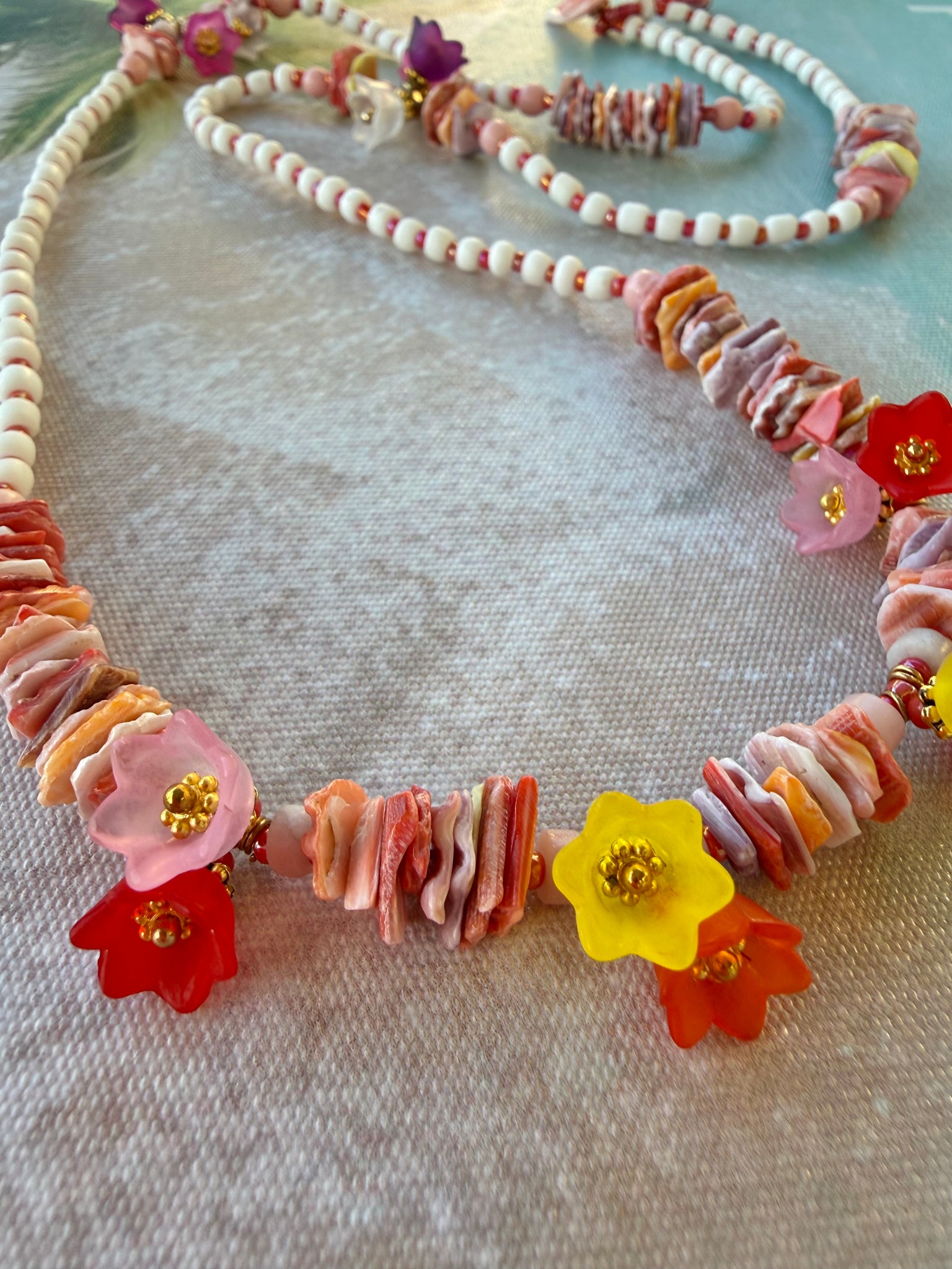 Pink Island Blossom Shell Necklace