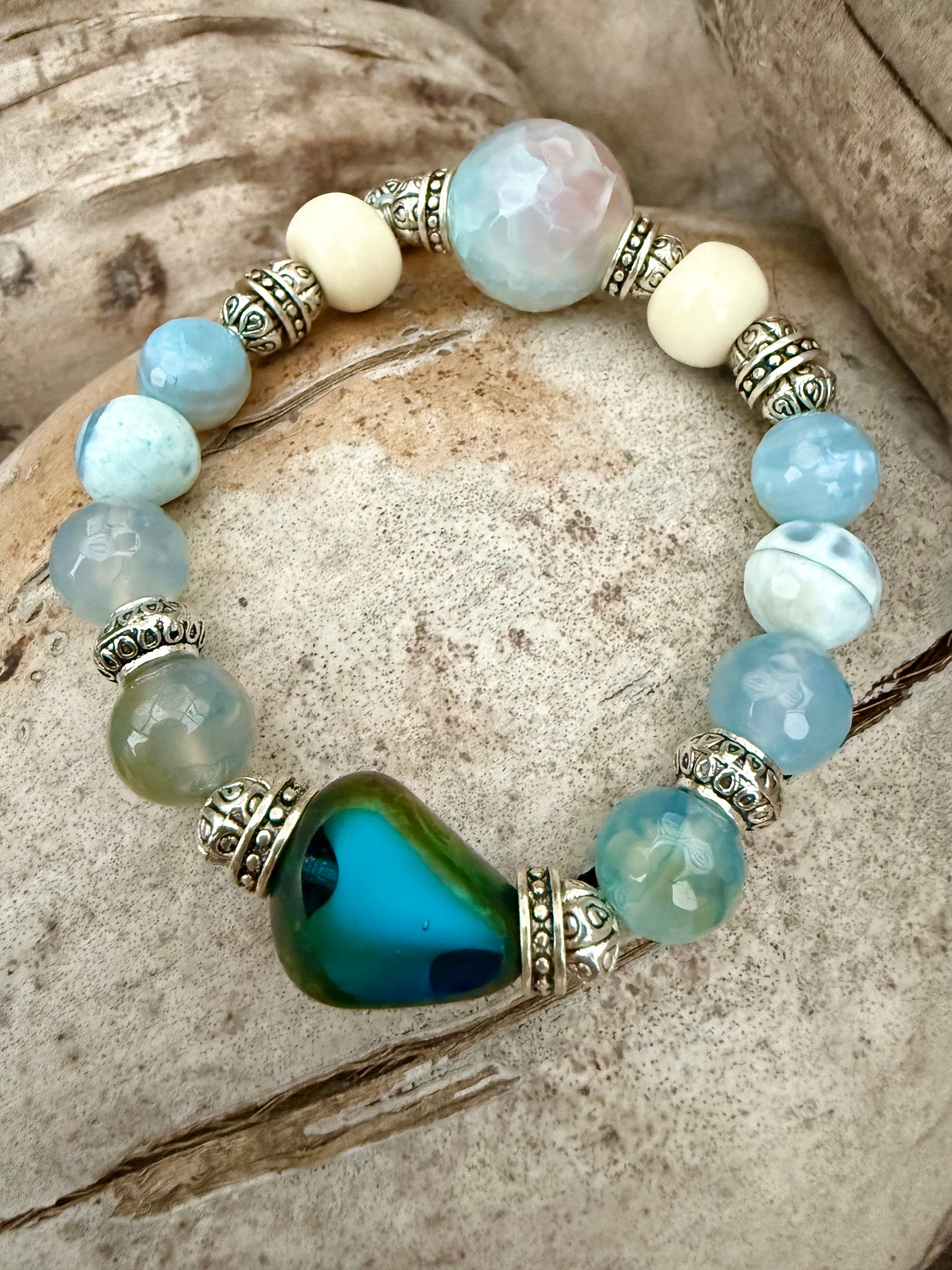 Coastal Blue Water Stone Bracelet